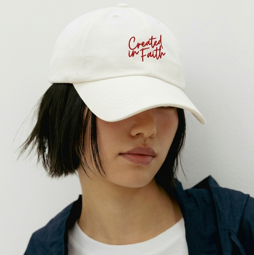Created in Faith Embroidered Cap – White Christian Cap | Faith-Based Unisex’s Apparel