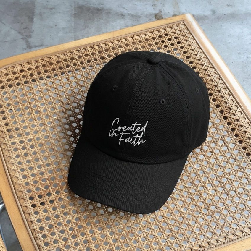 Created in Faith Embroidered Cap – Black Christian Cap | Faith-Based Unisex’s Apparel